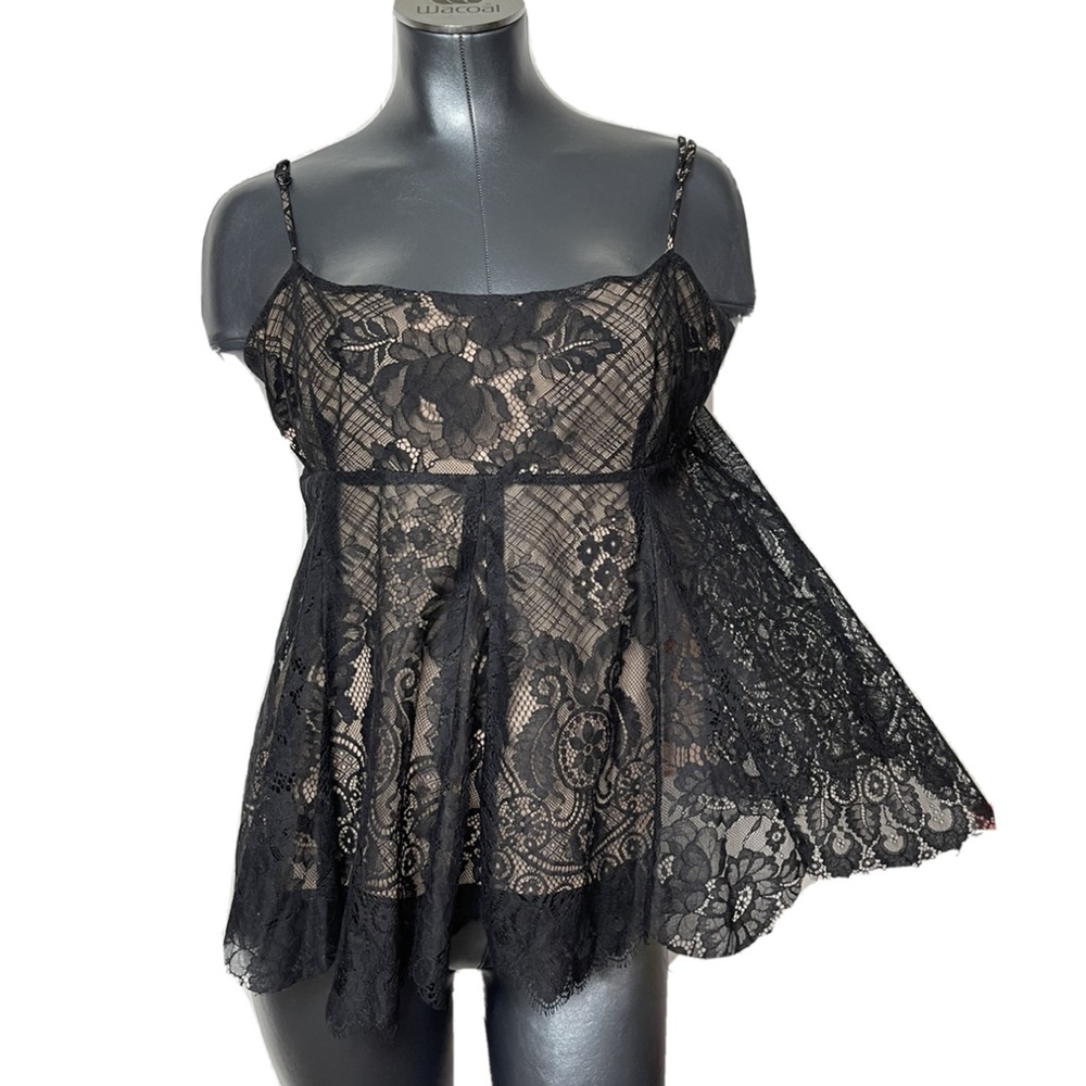 BCBG maxazria Lace Sexy Tank Top Black Lingerie